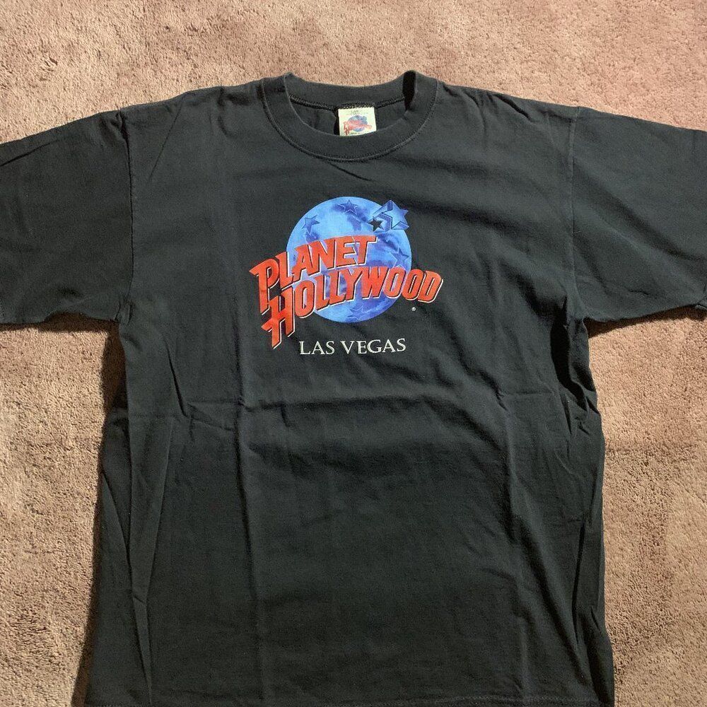 Vintage 1991 Planet Hollywood Las Vegas Graphic T-Shirt Black Large Made in USA